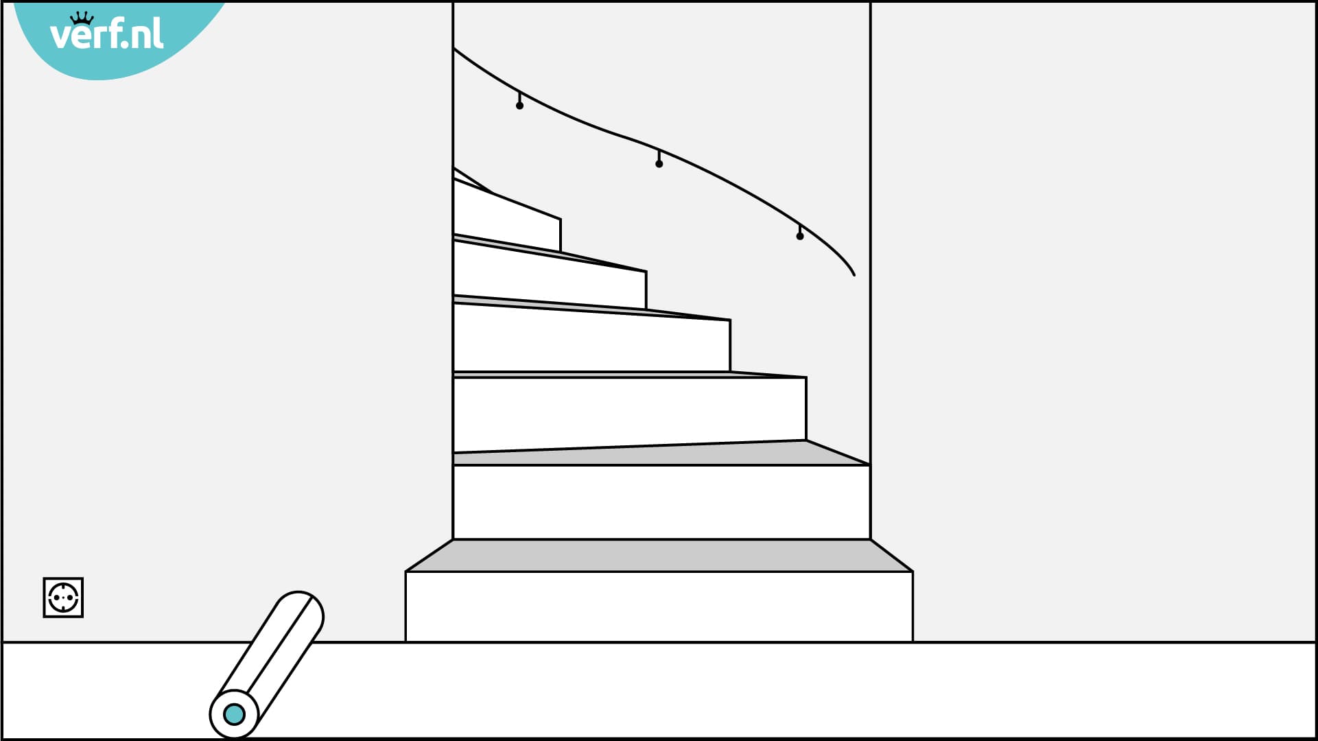 Animatie trap schilderen. Gebruik hiervoor afdekfolie, kleden of kranten.