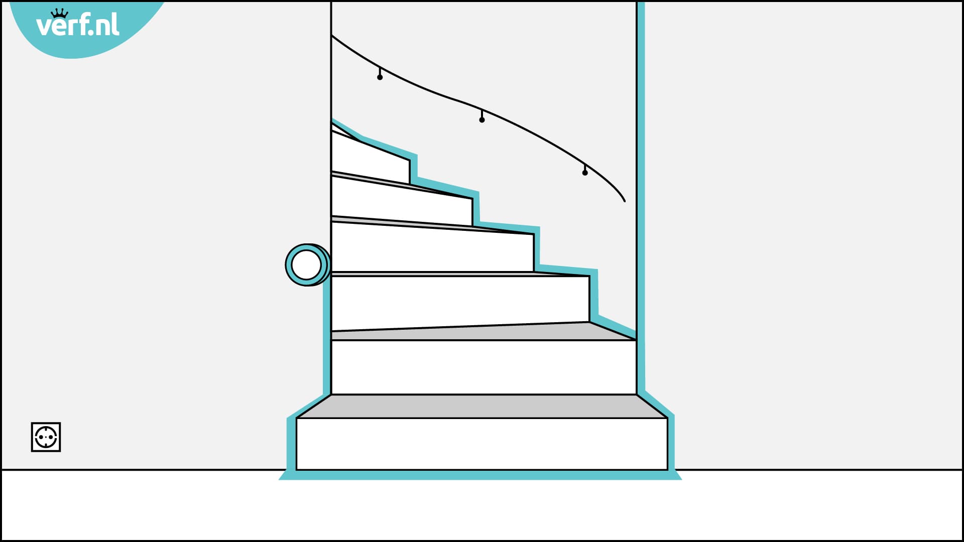 Animatie trap schilderen. Palk alles wat je niet wilt schilderen af met schilderstape.