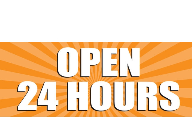 Open 24 Hour Banner Sign-Vinyl