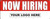Now Hiring Vinyl Banner Sign with Horizontal Your Company Logo Red Background with Bold White Lettering and Your Rectangle Custom Logo