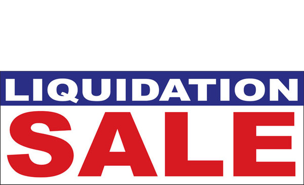 Liquidation Sale Vinyl Banner Sign style 1000 in White, Blue and Red