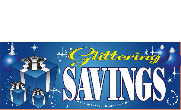 Glittering Savings Blue Holiday Season Sale Banner Sign Style 4000