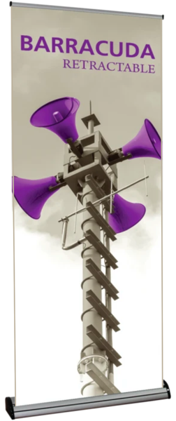 Barracuda 920 Retractable Banner Stand 35.5" Wide single-sided with tension control, hybrid bungee/telescopic pole and carrying bag