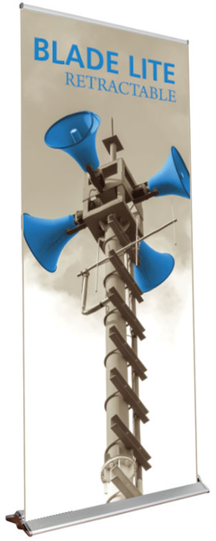 Blade Lite 850 Retractable Banner Stand 33.5" wide single-sided banner stand, hybrid bungee/telescopic pole and padded bag