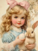Vintage Girl with Bunny Block