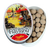 “Flavigny Coffee pastilles in a brown vintage tin featuring a French countryside café‑style illustration.”