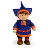 lapland boy figurine in blue tunic with folk‑trim and traditional northern hat