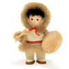 lapland boy figurine in blue tunic with folk‑trim and traditional northern hat