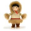 eskimo girl figurine in fur‑trimmed parka with woven belt and red tie