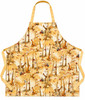 Golden autumn woodland apron with foxes, raccoons, squirrels, and deer on warm forest tones