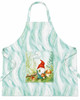 Light green marbled apron with an 11×10 pocket featuring a gnome holding a four‑leaf clover with “Stay Grateful” text