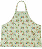 Soft antique green apron with Beatrix Potter Peter Rabbit illustrations featuring matching head loop and waist ties