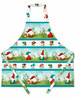 Handmade cotton apron with whimsical gnomes and mushroom stripes, matching neck loop and ties