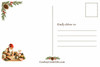 whimsical postcard back with papa gnome rolling dough bunny beside him greenery accents and kindly deliver to address lines