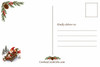 whimsical postcard back with sledding scene greenery accents pinecone motif and kindly deliver to address lines