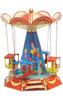 German tin balloon‑tower carousel with four lifting carriages and lever wind‑up action