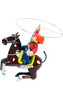 Vintage tin cowboy and horse wind‑up toy with swinging lariat and rearing steed