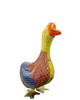 Vintage tin goose wind‑up toy with colorful body and metal webbed feet