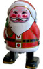 Vintage tin Santa wind‑up toy in red suit with attached key