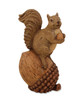 “Whimsical squirrel figurine perched on an acorn throne with warm brown fur and orange glitter accents.”