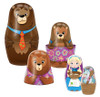 Tin nesting doll set featuring Goldilocks and the Three Bears, five pieces from Papa Bear to tiny mouse