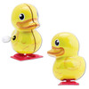 Small vintage tin duck wind‑up toy with plastic webbed feet