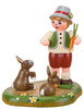“hubrig paul with bunnies wooden figure, handcrafted erzgebirge folk art miniature”