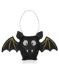 “Vintage hand‑painted papier mâché bat with wide wings, whimsical expression, and rustic wire handle.”