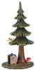fir tree with chopped wood, bird, mushrooms, and ladybug by hubrig