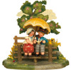 hubrig summer miniature with couple on fence, parasol, plum tree, and bird