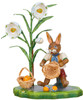 hubrig bunny village basket of joy figurine, hand painted wooden collectible