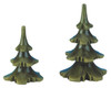 set of two fir trees by hubrig, handcrafted wooden miniatures