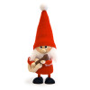 nisse with guitar wooden ornament in red outfit with hanging string
