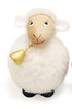 white wooden sheep shelf sitter with felt details and faux wool coat