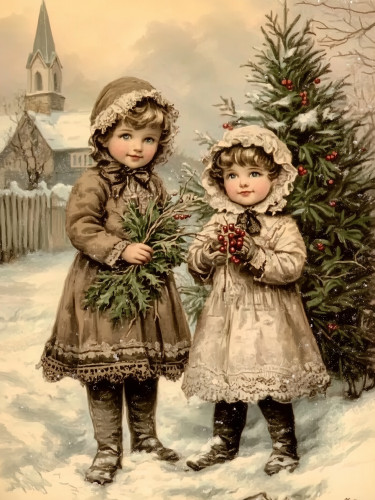 Vintage Winter Children Block