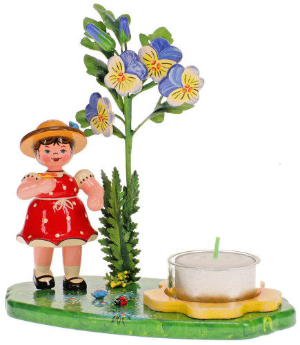 hubrig flower child horned violet tea light holder girl 15 x 17 cm german figurine