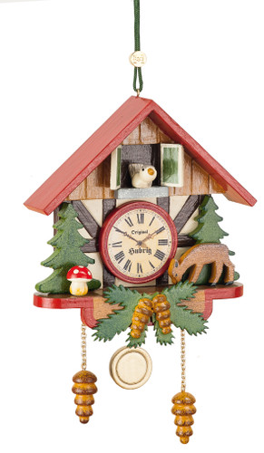 hubrig cuckoo clock forest ornament with deer bird and pine cones