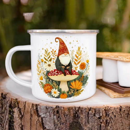 Enamelware Mugs - Woodland Autumn Gnome