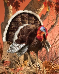 folkmanis turkey puppet with colorful feathers and movable head