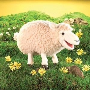 folkmanis wooly sheep puppet with soft white fleece