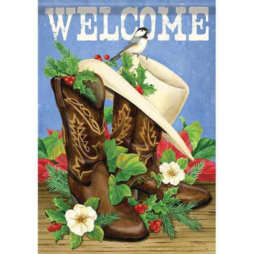 Cowboy Christmas House Flag