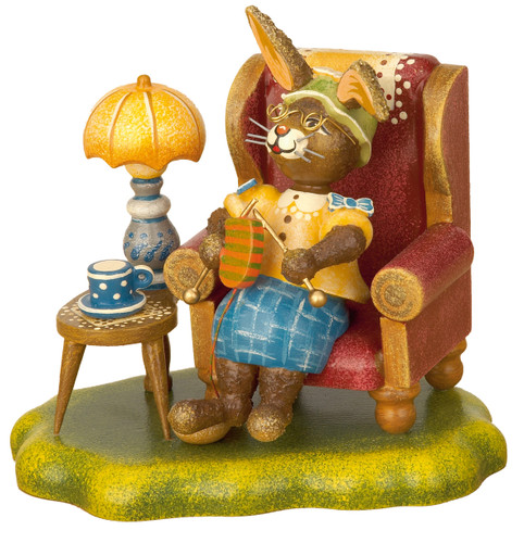 hubrig bunny family grandma figurine, hand painted wooden collectible