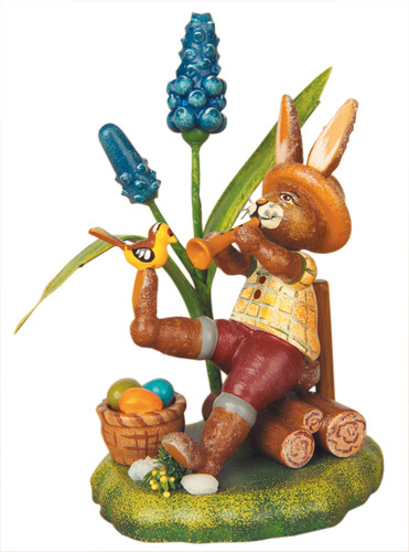 hubrig bunny village rabbit dream garden figurine, hand painted wooden collectible