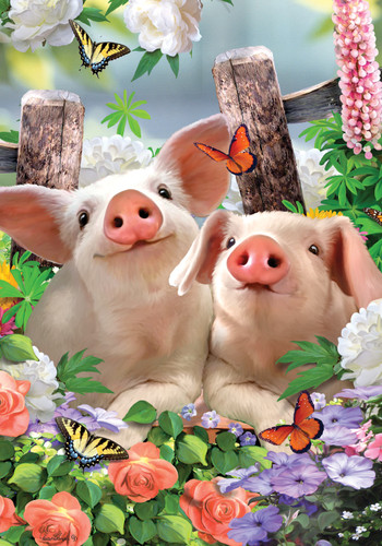 piglets porch flag with adorable barnyard piglets by howard robinson