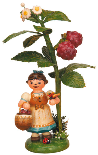 hubrig child of autumn raspberries german wooden figurine with berry basket