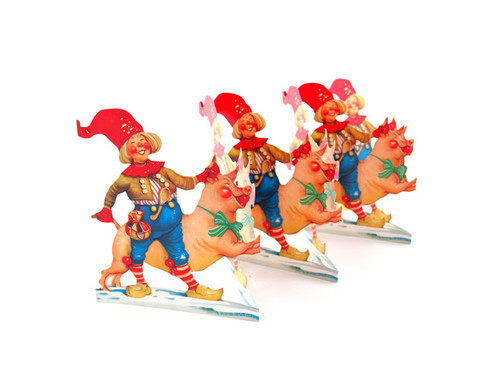 Tomte with Lucky Pig Papper Fold Out 