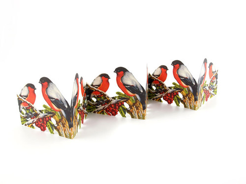 swedish story book paper winter finches fold out scene printed on both sides in vintage scandinavian style