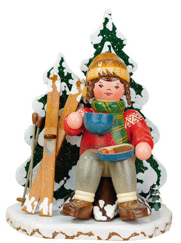 hubrig skiing gives me an appetite smoker girl with skis hot chocolate winter figurine