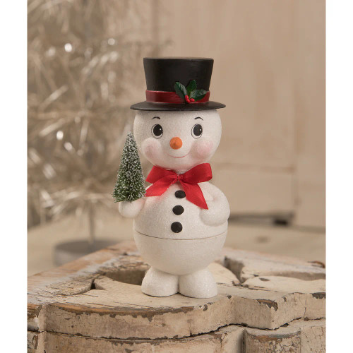 Vintage style Bobblehead Snowman Container from Bethany Lowe Christmas Collection
