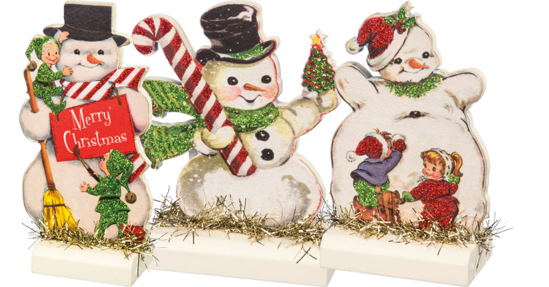 Vintage Style Snowman Stand Up Set